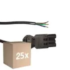 Mehrfachpackung 25x Noxion GST - Kompatibel Versorgungskabel Schwarz - Männlich + Offene Enden - 3m - 3 pole 0,75mm2