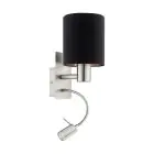 Eglo Wandleuchte Pasteri Stahl Satin-Nickel 40 | IP20 - Inkl. Spot und Exkl. 1x E27